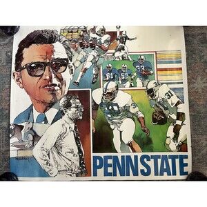 Vintage 1982 Penn State Football McDonald's Poster Ron Mahoney Joe Paterno Rare
